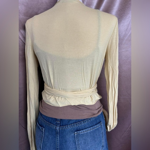 BCBGMAXAZRIA Silk Wrap Cardigan Top - Picture 3 of 4